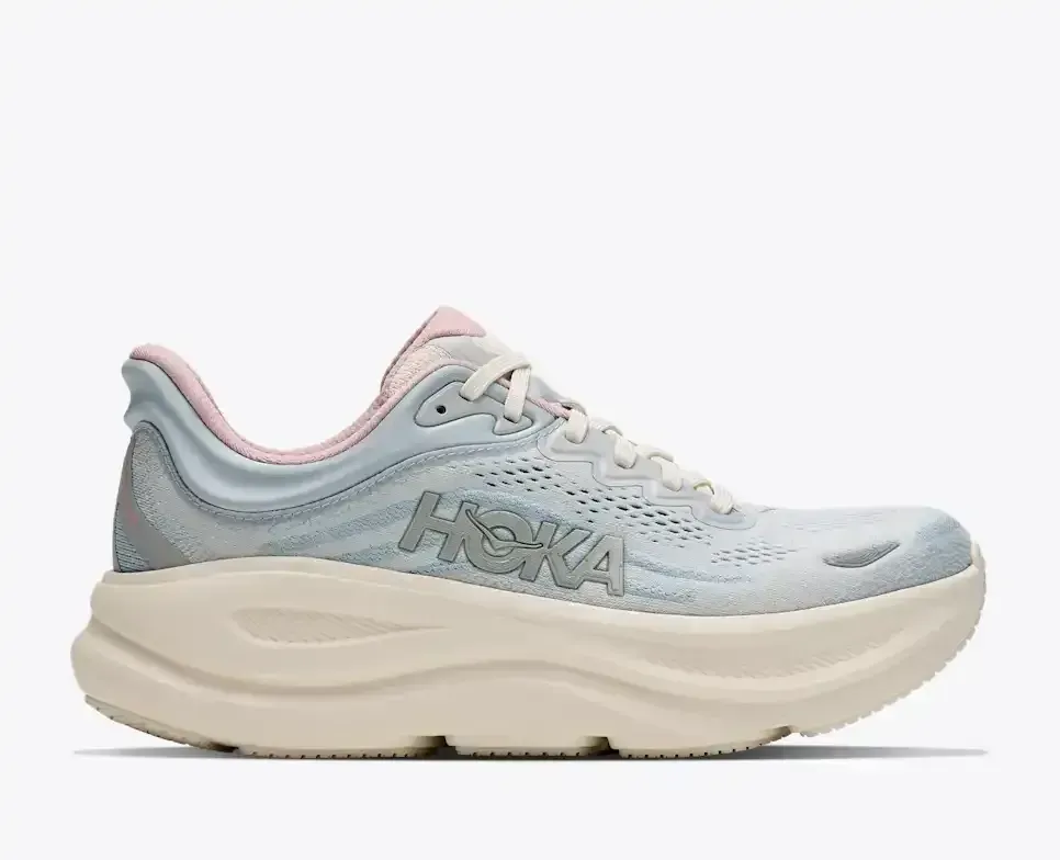 HOKA Bondi 9 Alabaster Mineral Blue (Women’s) - Road Running Shoes - front view