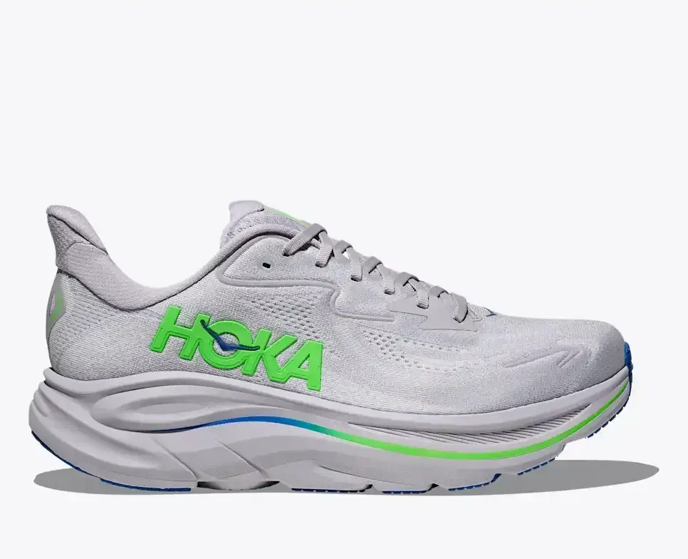HOKA Clifton 10 Ash Grey Neon Green - Clifton 10 - front view
