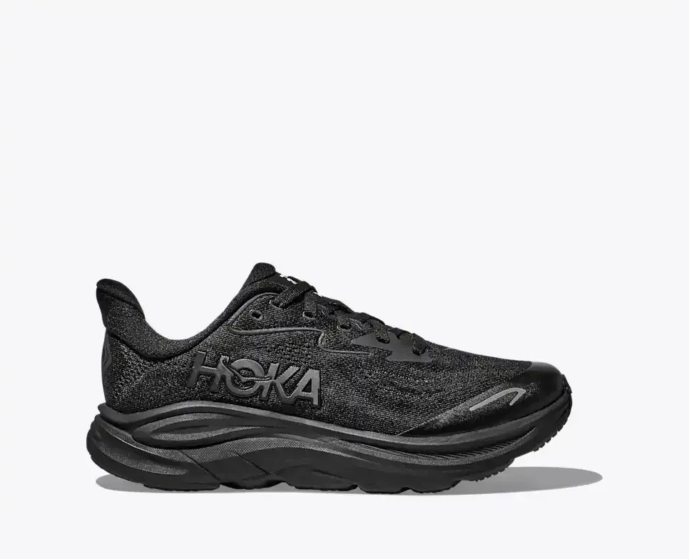 HOKA Clifton 10 Black (GS) - Big Kids - front view