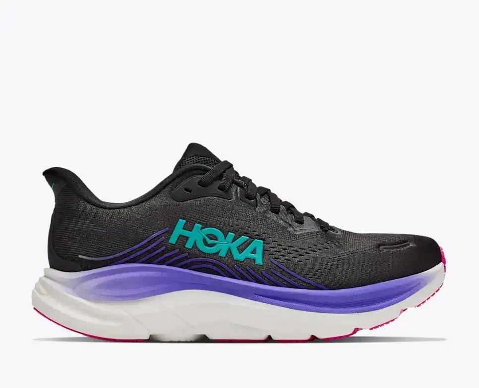 HOKA Clifton 11 Black Neon Nebula (Women’s) - Road Running Shoes - front view