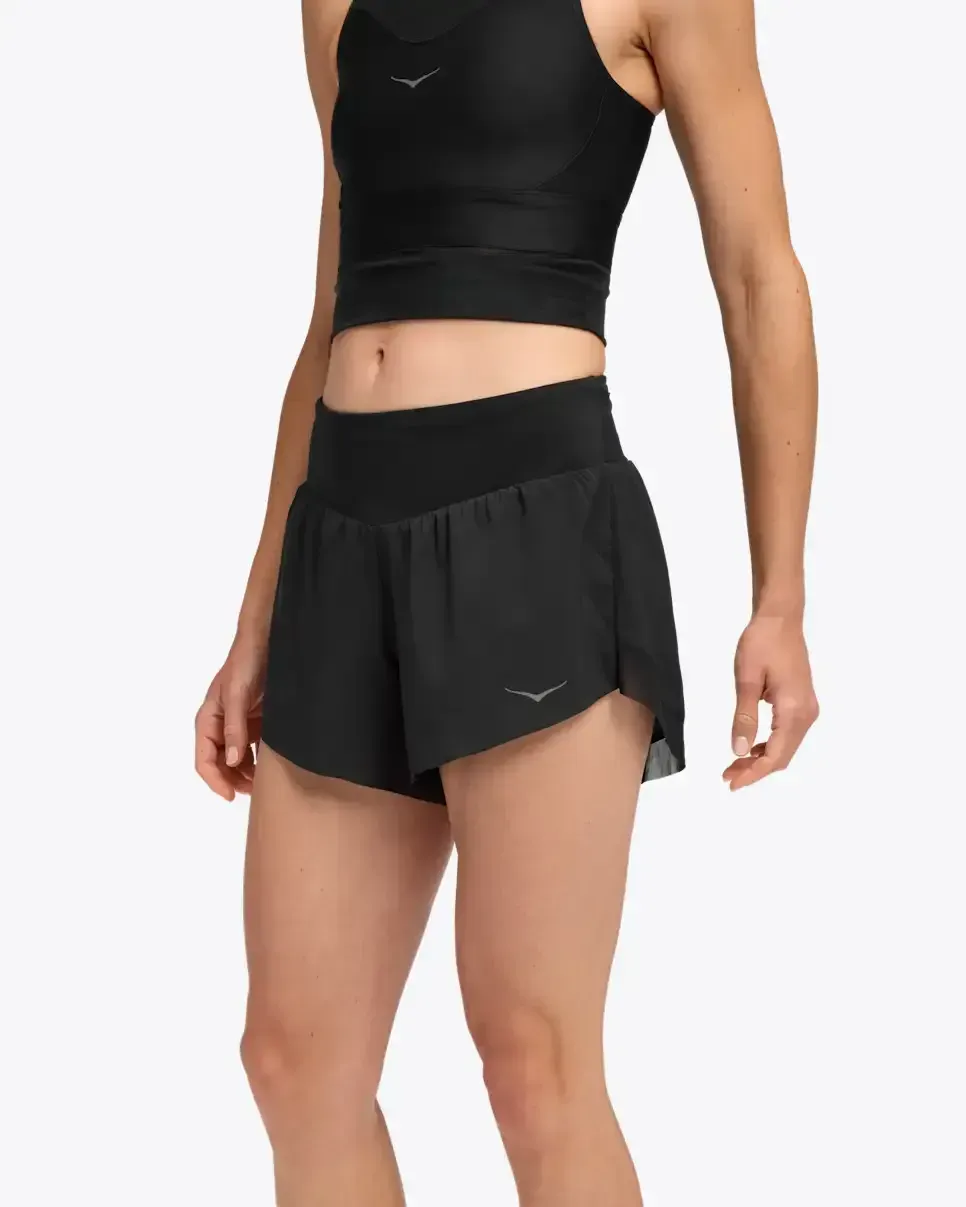 HOKA Glide 4” Short Black (Women’s) - Women's HOKA Exclusives - front view