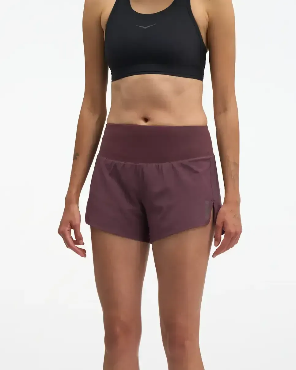 HOKA Glide Short MR 3.5” Brief Deep Mauve (Women’s) - Ladies Running Shorts, Leggings & Trousers - front view