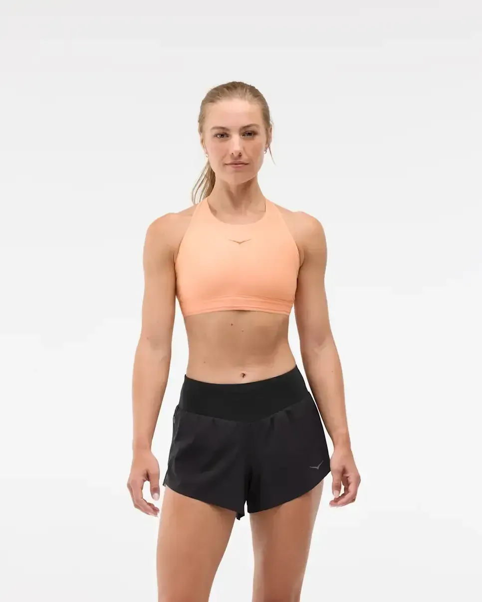 HOKA Hupana Sports Bra Removable Cup Pale Tangerine (Women’s) - Women's Products - front view