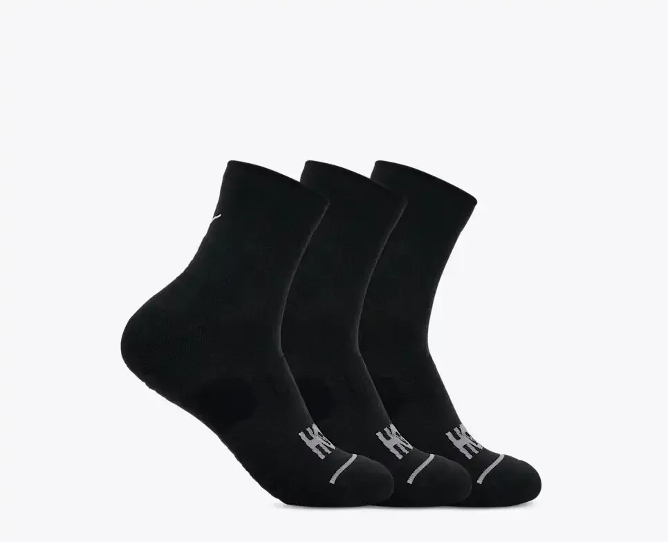 HOKA Quarter Run Sock 3-Pack Black/Black/Black - Men's HOKA Exclusives - front view