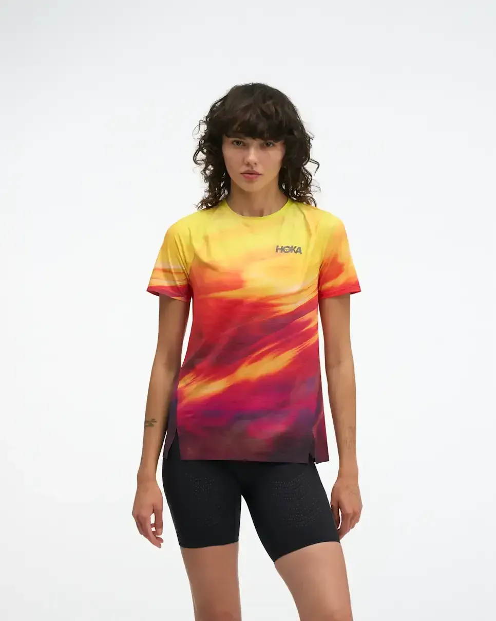 HOKA Race Day Short Sleeve Hoka Citrus Prt (Women’s) - New Releases - front view