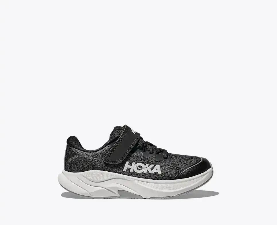 HOKA Rincon 4 Black White (Little Kids) - Black Footwear - front view