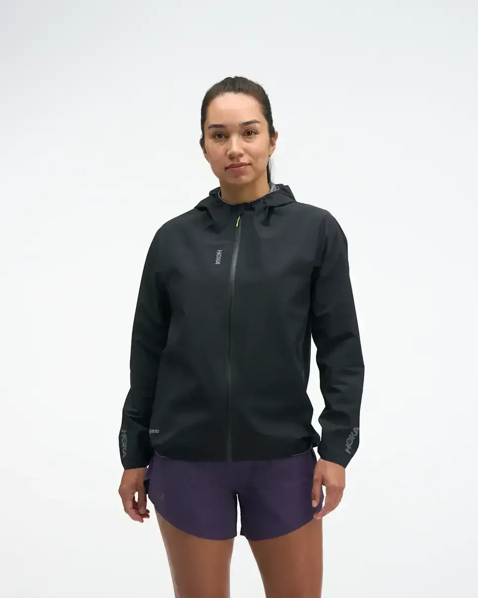 HOKA SkyBreeze Waterproof Jacket GORE-TEX Black (Women’s) - Women's Athletes Kit - front view