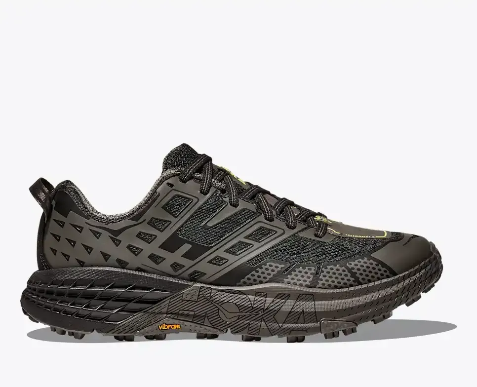 HOKA Speedgoat 2 Black Asphalt Grey - Men's Running Shoes & Trainers - front view