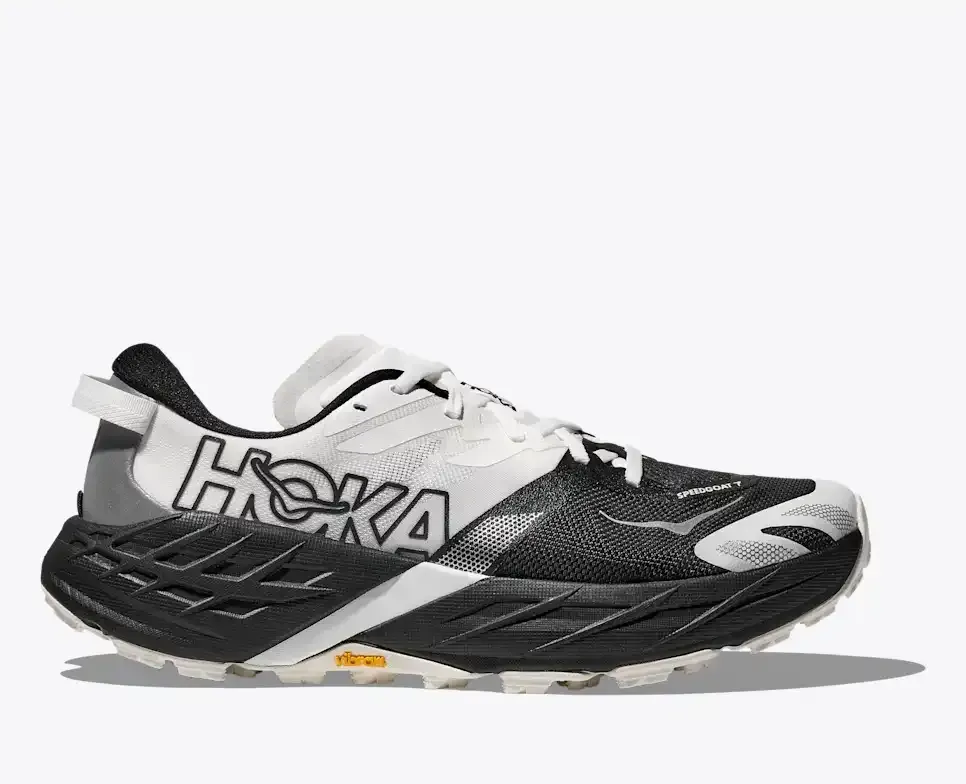 HOKA Speedgoat 7 Black White - Men's Running Shoes & Trainers - front view