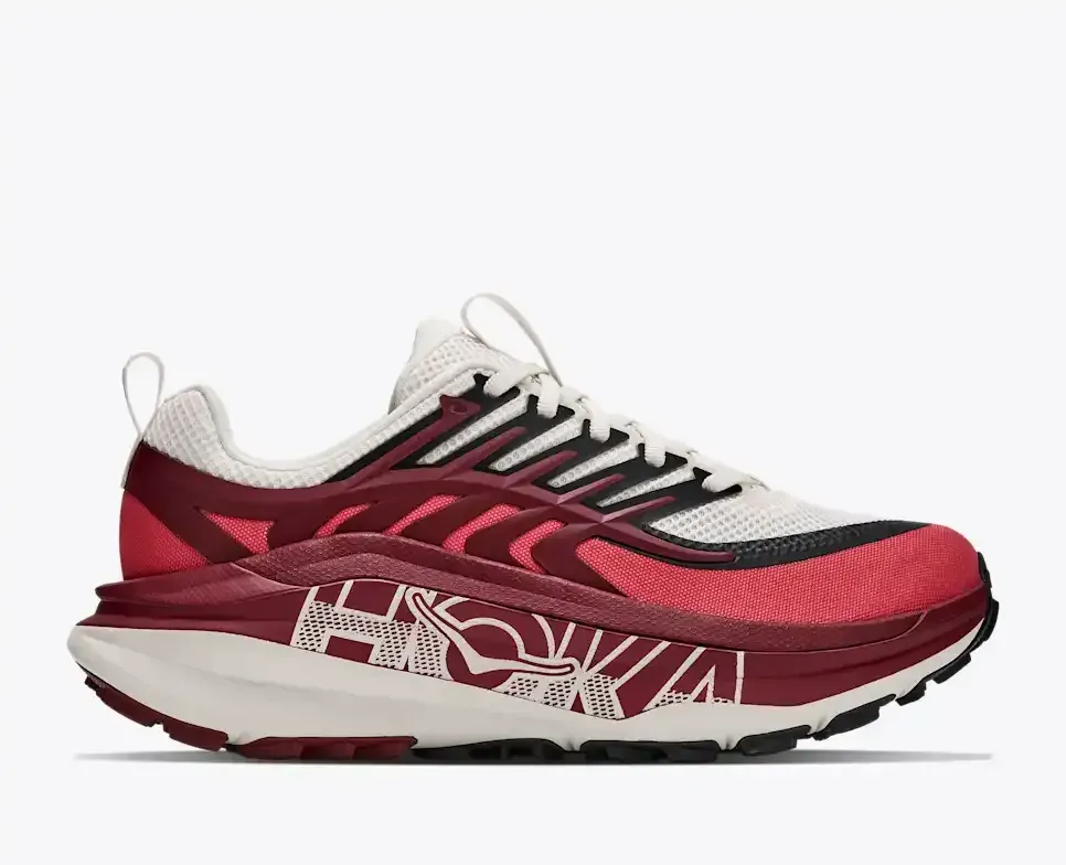 HOKA Stinson 8 Alabaster Varsity Burgundy (Women’s) - Trail Running Shoes - front view
